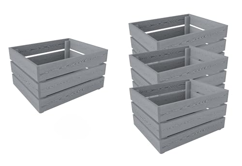 Lermowood Holzkisten 4x Box0522 50 x 40 x 28cm Grau | Dekokisten aus Holz Massive Holzkiste Regalkiste Weinkiste Lermowood Holzkisten 4x Box0522 50 x 40 x 28cm Grau | Dekokisten aus Holz Massive Holzkiste Regalkiste Weinkiste von Lermowood