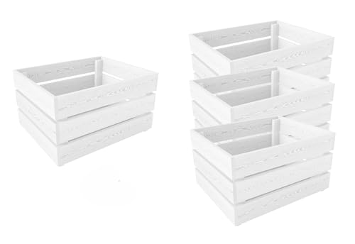 Lermowood Holzkisten 4x Box0522 50 x 40 x 28cm Weiß | Dekokisten aus Holz Massive Holzkiste Regalkiste Weinkiste Lermowood Holzkisten 4x Box0522 50 x 40 x 28cm Weiß | Dekokisten aus Holz Massive Holzkiste Regalkiste Weinkiste von Lermowood