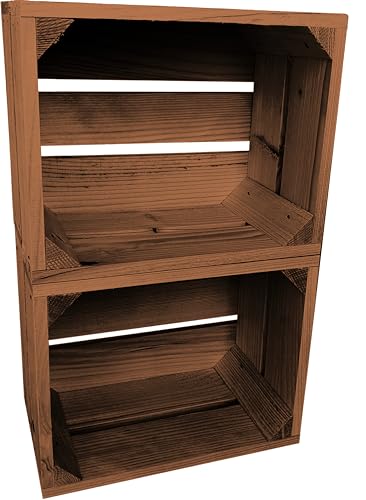 Lermowood Holzkisten Reg 2er Set 25 x 20 x 15cm Eiche | Dekokisten aus Holz Massive Holzkiste Regalkiste Weinkiste von Lermowood