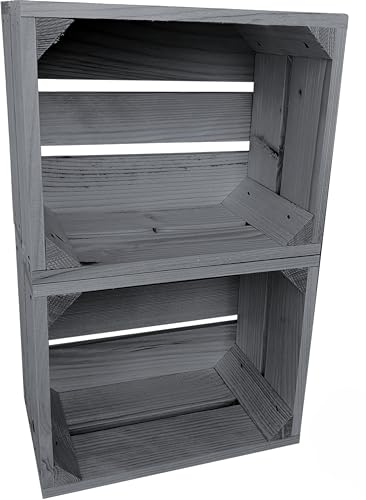 Lermowood Holzkisten Reg 2er Set 25 x 20 x 15cm Grau | Dekokisten aus Holz Massive Holzkiste Regalkiste Weinkiste Lermowood Holzkisten Reg 2er Set 25 x 20 x 15cm Grau | Dekokisten aus Holz Massive Holzkiste Regalkiste Weinkiste von Lermowood