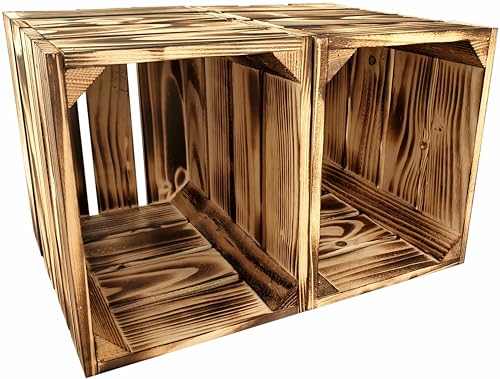 Lermowood Holzkisten Reg 2er Set 25 x 20 x 30cm Geflammt | Dekokisten aus Holz Massive Holzkiste Regalkiste Weinkiste Lermowood Holzkisten Reg 2er Set 25 x 20 x 30cm Geflammt | Dekokisten aus Holz Massive Holzkiste Regalkiste Weinkiste von Lermowood