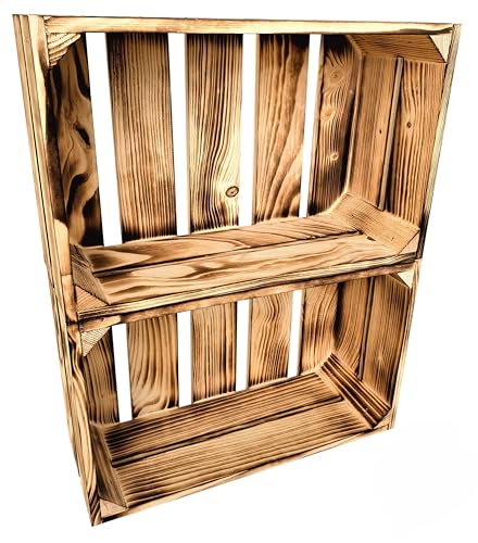 Lermowood Holzkisten Reg 2er Set 25 x 40 x 15cm Geflammt | Dekokisten aus Holz Massive Holzkiste Regalkiste Weinkiste Lermowood Holzkisten Reg 2er Set 25 x 40 x 15cm Geflammt | Dekokisten aus Holz Massive Holzkiste Regalkiste Weinkiste von Lermowood