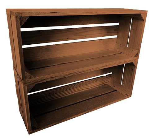 Lermowood Holzkisten Reg 2er Set 50 x 20 x 15cm Eiche | Dekokisten aus Holz Massive Holzkiste Regalkiste Weinkiste von Lermowood