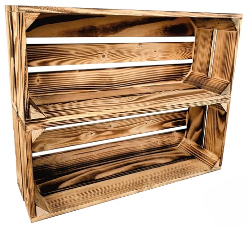 Lermowood Holzkisten Reg 2er Set 50 x 20 x 15cm Geflammt | Dekokisten aus Holz Massive Holzkiste Regalkiste Weinkiste Lermowood Holzkisten Reg 2er Set 50 x 20 x 15cm Geflammt | Dekokisten aus Holz Massive Holzkiste Regalkiste Weinkiste von Lermowood
