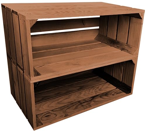 Lermowood Holzkisten Reg 2er Set 50 x 20 x 30cm Eiche | Dekokisten aus Holz Massive Holzkiste Regalkiste Weinkiste von Lermowood
