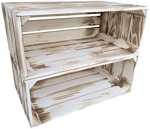 Lermowood Holzkisten Reg 2er Set 50 x 20 x 30cm Vintage | Dekokisten aus Holz Massive Holzkiste Regalkiste Weinkiste von Lermowood