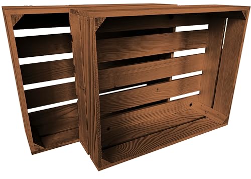 Lermowood Holzkisten Reg 2er Set 50 x 40 x 15cm Eiche | Dekokisten aus Holz Massive Holzkiste Regalkiste Weinkiste von Lermowood