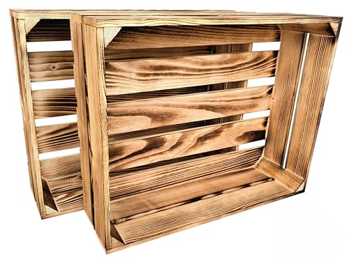 Lermowood Holzkisten Reg 2er Set 50 x 40 x 15cm Geflammt | Dekokisten aus Holz Massive Holzkiste Regalkiste Weinkiste Lermowood Holzkisten Reg 2er Set 50 x 40 x 15cm Geflammt | Dekokisten aus Holz Massive Holzkiste Regalkiste Weinkiste von Lermowood