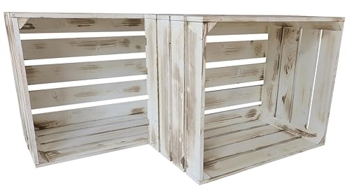 Lermowood Holzkisten Reg 2er Set 50 x 40 x 30cm Vintage | Dekokisten aus Holz Massive Holzkiste Regalkiste Weinkiste von Lermowood