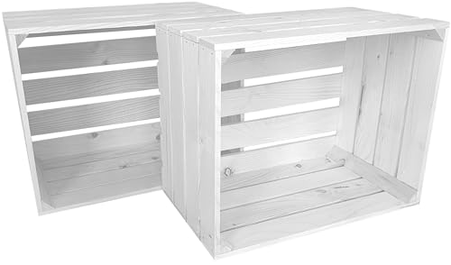 Lermowood Holzkisten Reg 2er Set 50 x 40 x 30cm Weiß | Dekokisten aus Holz Massive Holzkiste Regalkiste Weinkiste Lermowood Holzkisten Reg 2er Set 50 x 40 x 30cm Weiß | Dekokisten aus Holz Massive Holzkiste Regalkiste Weinkiste von Lermowood