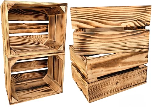 Lermowood Holzkisten Reg 4er Set 25 x 20 x 15cm Geflammt | Dekokisten aus Holz Massive Holzkiste Regalkiste Weinkiste Lermowood Holzkisten Reg 4er Set 25 x 20 x 15cm Geflammt | Dekokisten aus Holz Massive Holzkiste Regalkiste Weinkiste von Lermowood