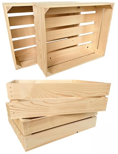 Lermowood Holzkisten Reg 4er Set 50 x 40 x 15cm Natur | Dekokisten aus Holz Massive Holzkiste Regalkiste Weinkiste von Lermowood