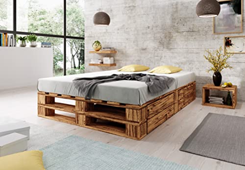 Lermowood Palettenbett M2 aus Holz 180 x 200 cm Geflammt mit Lattenrost und 2 Bettkästen Holzbett 40cm Stabiles Seniorenbett Kinderbett Jugendbett Gästebett erhöhtes Bettgestell Futonbett Komforthöhe Lermowood Palettenbett M2 aus Holz 180 x 200 cm Geflammt mit Lattenrost und 2 Bettkästen Holzbett 40cm Stabiles Seniorenbett Kinderbett Jugendbett Gästebett erhöhtes Bettgestell Futonbett Komforthöhe von Lermowood