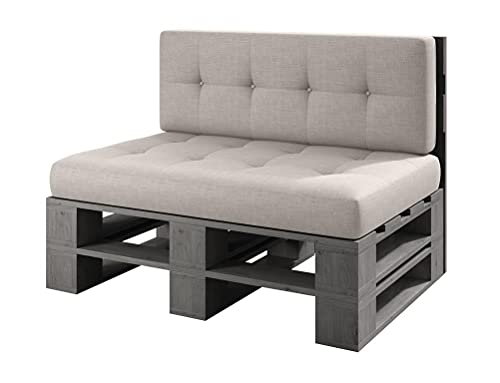 Lermowood Palettenmöbel Mp Bank 100 x 60 x 40 cm Grau | Europaletten Indoor und Outdoor Lounge Gartenmöbel Holz Gartenmöbel Set Lounge Möbel Terrasse Balkon Loft Stil Paletten von Lermowood