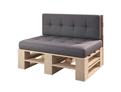 Lermowood Palettenmöbel Mp Bank 100 x 60 x 40 cm Natur | Europaletten Indoor und Outdoor Lounge Gartenmöbel Holz Gartenmöbel Set Lounge Möbel Terrasse Balkon Loft Stil Paletten von Lermowood