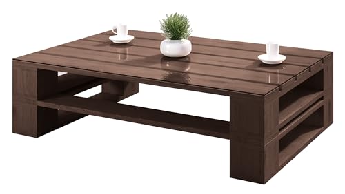 Lermowood Palettenmöbel Mp Couchtisch 100 x 60 x 30 cm Palisander | Europaletten Indoor und Outdoor Lounge Gartenmöbel Holz Gartenmöbel Set Lounge Möbel Terrasse Balkon Loft Stil Paletten von Lermowood
