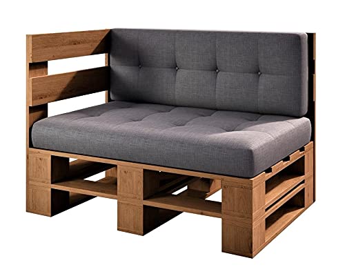 Lermowood Palettenmöbel Mp Eckbank 100 x 60 x 40 cm Eiche | Europaletten Indoor und Outdoor Lounge Gartenmöbel Holz Gartenmöbel Set Lounge Möbel Terrasse Balkon Loft Stil Paletten von Lermowood