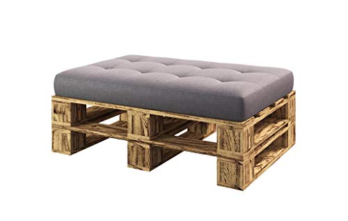 Lermowood Palettenmöbel Mp Hocker 100 x 80 x 40 cm Geflammt | Europaletten Indoor und Outdoor Lounge Gartenmöbel Holz Gartenmöbel Set Lounge Möbel Terrasse Balkon Loft Stil Paletten von Lermowood