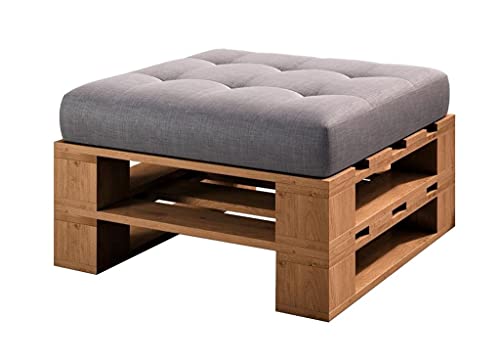 Lermowood Palettenmöbel Mp Hocker 80 x 60 x 40 cm Eiche | Europaletten Indoor und Outdoor Lounge Gartenmöbel Holz Gartenmöbel Set Lounge Möbel Terrasse Balkon Loft Stil Paletten von Lermowood