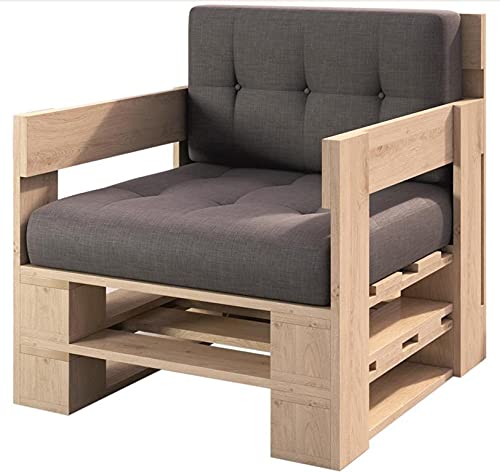 Lermowood Palettenmöbel Mp Sessel 80 x 60 x 40 cm Natur | Europaletten Indoor und Outdoor Lounge Gartenmöbel Holz Gartenmöbel Set Lounge Möbel Terrasse Balkon Loft Stil Paletten von Lermowood