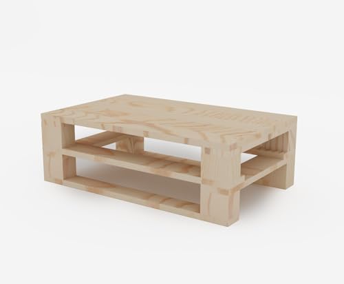 Lermowood Palettenmöbel Mpe Couchtisch 60 x 40 cm Natur | Europaletten Indoor und Outdoor Lounge Gartenmöbel Holz Gartenmöbel Set Lounge Möbel Terrasse Balkon Loft Stil Paletten von Lermowood