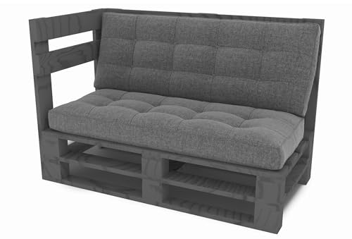 Lermowood Palettenmöbel Mpe Eckbank 120 x 60 cm Grau | Europaletten Indoor und Outdoor Lounge Gartenmöbel Holz Gartenmöbel Set Lounge Möbel Terrasse Balkon Loft Stil Paletten von Lermowood