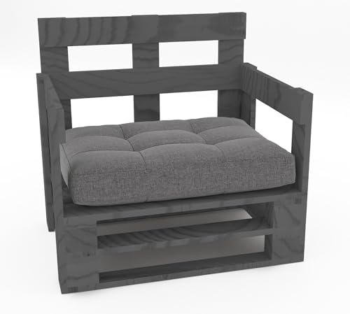 Lermowood Palettenmöbel Mpe Sessel 80 x 80 cm Grau | Europaletten Indoor und Outdoor Lounge Gartenmöbel Holz Gartenmöbel Set Lounge Möbel Terrasse Balkon Loft Stil Paletten von Lermowood
