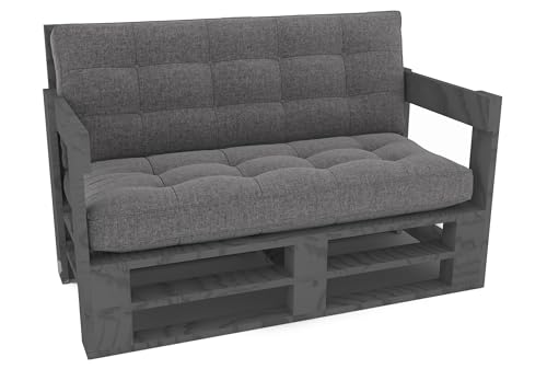 Lermowood Palettenmöbel Mpe Sofa 100 x 60 cm Grau | Europaletten Indoor und Outdoor Lounge Gartenmöbel Holz Gartenmöbel Set Lounge Möbel Terrasse Balkon Loft Stil Paletten von Lermowood