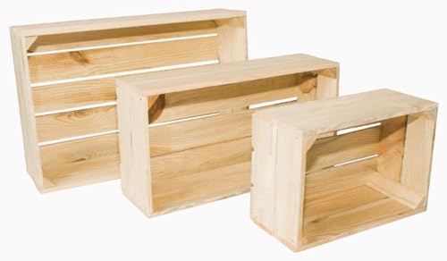Lermowood Set aus 3 Holzkisten Nr. 3 Natur, Naturholz, Wandregale, Aufbewahrung, 7 Farben, Vintage Lermowood Set aus 3 Holzkisten Nr. 3 Natur, Naturholz, Wandregale, Aufbewahrung, 7 Farben, Vintage von Lermowood