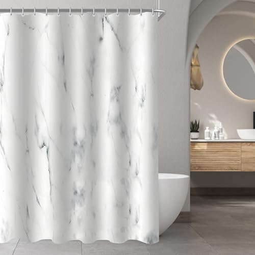 Lerores Duschvorhang 120x200cm Marmor, Beschwerter Saum Antischimmel Textil, Wasserdicht, Waschbar Polyester Stoff Badevorhänge mit 8 Ösen und Duschvorhangringen für Badezimmer, Badewanne Lerores Duschvorhang 120x200cm Marmor, Beschwerter Saum Antischimmel Textil, Wasserdicht, Waschbar Polyester Stoff Badevorhänge mit 8 Ösen und Duschvorhangringen für Badezimmer, Badewanne von Lerores