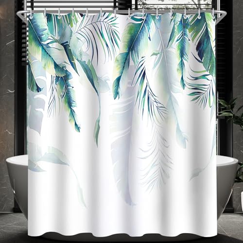 Lerores Duschvorhang 150x180 cm Grün Blätter Pflanze, Beschwerter Saum Antischimmel, Wasserdicht, Waschbar Polyester Stoff Badevorhänge mit Ösen und 8 Duschvorhangringe für Badezimmer, Badewanne Lerores Duschvorhang 150x180 cm Grün Blätter Pflanze, Beschwerter Saum Antischimmel, Wasserdicht, Waschbar Polyester Stoff Badevorhänge mit Ösen und 8 Duschvorhangringe für Badezimmer, Badewanne von Lerores
