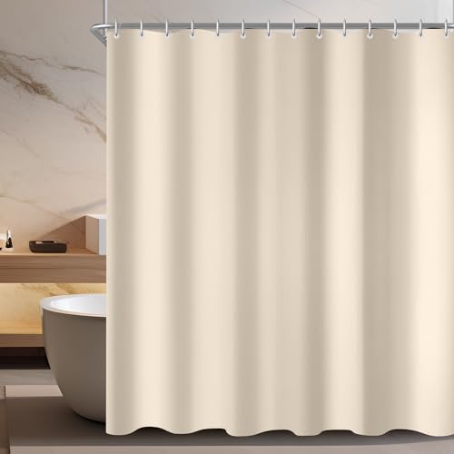 Lerores Duschvorhang 180x150 cm Beige,Beschwerter Saum Antischimmel Textil,Wasserabweisend,Waschbar Polyester Stoff Badevorhänge für Badezimmer,Badewanne mit 12 Duschvorhangringe Lerores Duschvorhang 180x150 cm Beige,Beschwerter Saum Antischimmel Textil,Wasserabweisend,Waschbar Polyester Stoff Badevorhänge für Badezimmer,Badewanne mit 12 Duschvorhangringe von Lerores