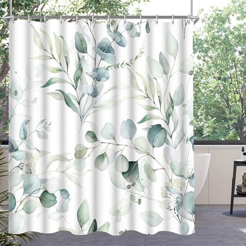 Lerores Duschvorhang 180x180cm Blatt, Beschwerter Saum Antischimme, Wasserabweisend, Waschbar Polyester Badevorhänge mit 12 Ösen und Duschvorhangringen für Badezimmer, Badewanne Lerores Duschvorhang 180x180cm Blatt, Beschwerter Saum Antischimme, Wasserabweisend, Waschbar Polyester Badevorhänge mit 12 Ösen und Duschvorhangringen für Badezimmer, Badewanne von Lerores