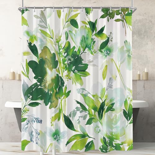 Lerores Duschvorhang 180x200 cm Aquarell Grün, Beschwerter Saum Antischimmel Textil, Wasserabweisend, Waschbar Polyester Badevorhänge mit 12 Ösen und Duschvorhangringen für Badezimmer, Badewanne Lerores Duschvorhang 180x200 cm Aquarell Grün, Beschwerter Saum Antischimmel Textil, Wasserabweisend, Waschbar Polyester Badevorhänge mit 12 Ösen und Duschvorhangringen für Badezimmer, Badewanne von Lerores