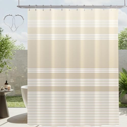Lerores Duschvorhang 180x200 cm Beige Gradienten, Beschwerter Saum Antischimmel Textil, Wasserabweisend, Waschbar Polyester Badevorhänge mit Ösen und 12 Duschvorhangringe für Badezimmer, Badewanne Lerores Duschvorhang 180x200 cm Beige Gradienten, Beschwerter Saum Antischimmel Textil, Wasserabweisend, Waschbar Polyester Badevorhänge mit Ösen und 12 Duschvorhangringe für Badezimmer, Badewanne von Lerores
