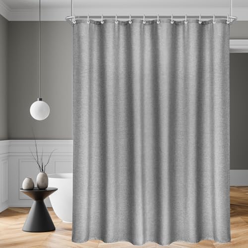 Lerores Duschvorhang 180x200 cm Grau, 230 Gramm Polyester Beschwerter Saum Antischimmel Textil, Wasserabweisend, Waschbar Stoff Badevorhänge für Badezimmer, Badewanne mit 12 Duschvorhangringe Lerores Duschvorhang 180x200 cm Grau, 230 Gramm Polyester Beschwerter Saum Antischimmel Textil, Wasserabweisend, Waschbar Stoff Badevorhänge für Badezimmer, Badewanne mit 12 Duschvorhangringe von Lerores