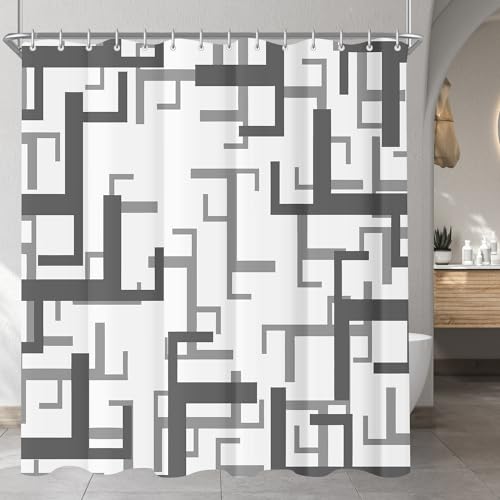 Lerores Duschvorhang 240x200cm, Block Antischimmel Textil, Beschwerter Saum Wasserabweisend, Waschbar Polyester Stoff Badevorhänge 16 mit Ösen und Duschvorhangringe für Badezimmer, Badewanne von Lerores