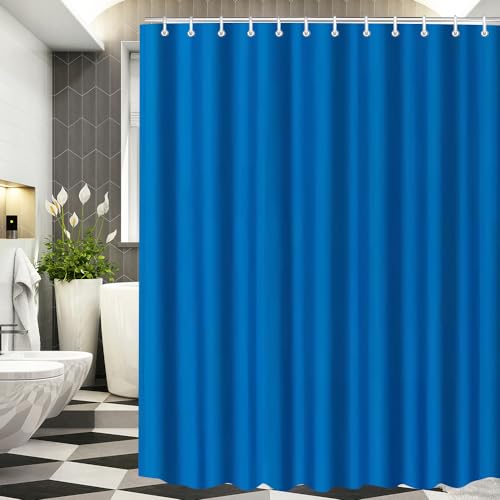 Lerores Duschvorhang 240x200cm Blau, Beschwerter Saum Antischimmel, Wasserabweisend, Waschbar Polyester Stoff Badevorhänge mit 16 Ösen und Duschvorhangringe für Badezimmer, Badewanne von Lerores