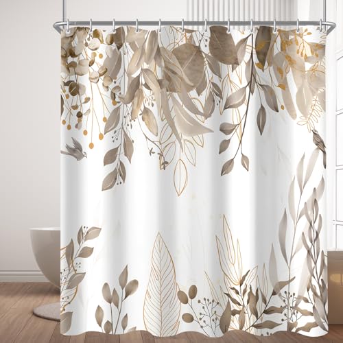 Lerores Duschvorhang 240x200cm Grau Herbstblätter, Beschwerter Saum Antischimme, Wasserabweisend, Waschbar Polyester Badevorhänge mit Ösen und 16 Duschvorhangringen für Badezimmer, Badewanne Lerores Duschvorhang 240x200cm Grau Herbstblätter, Beschwerter Saum Antischimme, Wasserabweisend, Waschbar Polyester Badevorhänge mit Ösen und 16 Duschvorhangringen für Badezimmer, Badewanne von Lerores