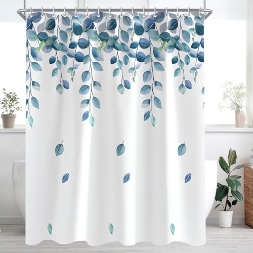 Lerores Duschvorhang 300x200cm Grün Blätter Pflanze, Beschwerter Saum Antischimmel Textil, Wasserabweisend, Waschbar Polyester Stoff Badevorhänge für Badezimmer, Badewanne mit 16 Duschvorhangringe von Lerores