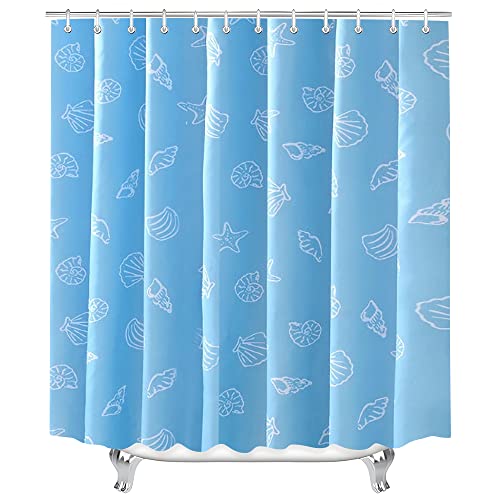 Lerores Duschvorhang 80x180cm Blauer Ozean, Antischimmel Textil, Wasserabweisend, Waschbar Polyester Stoff Badevorhänge mit Ösen und 8 Duschvorhangringe für Badezimmer, Badewanne von Lerores
