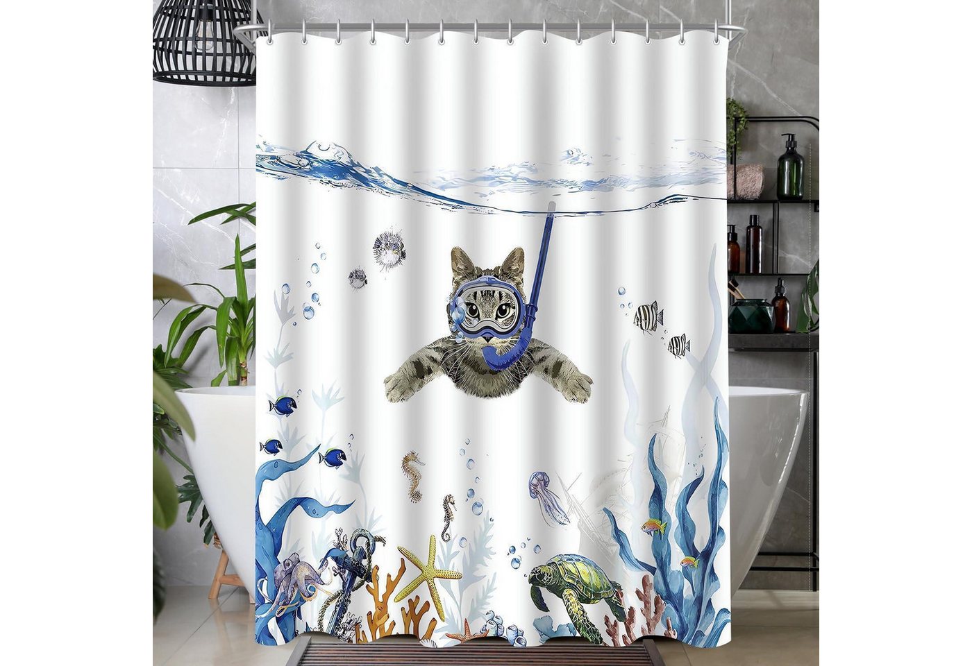 Lerores Duschvorhang Duschvorhang 180x180cm Katzenschwimme Antischimmel Wasserabweisend Lerores Duschvorhang Duschvorhang 180x180cm Katzenschwimme Antischimmel Wasserabweisend von Lerores