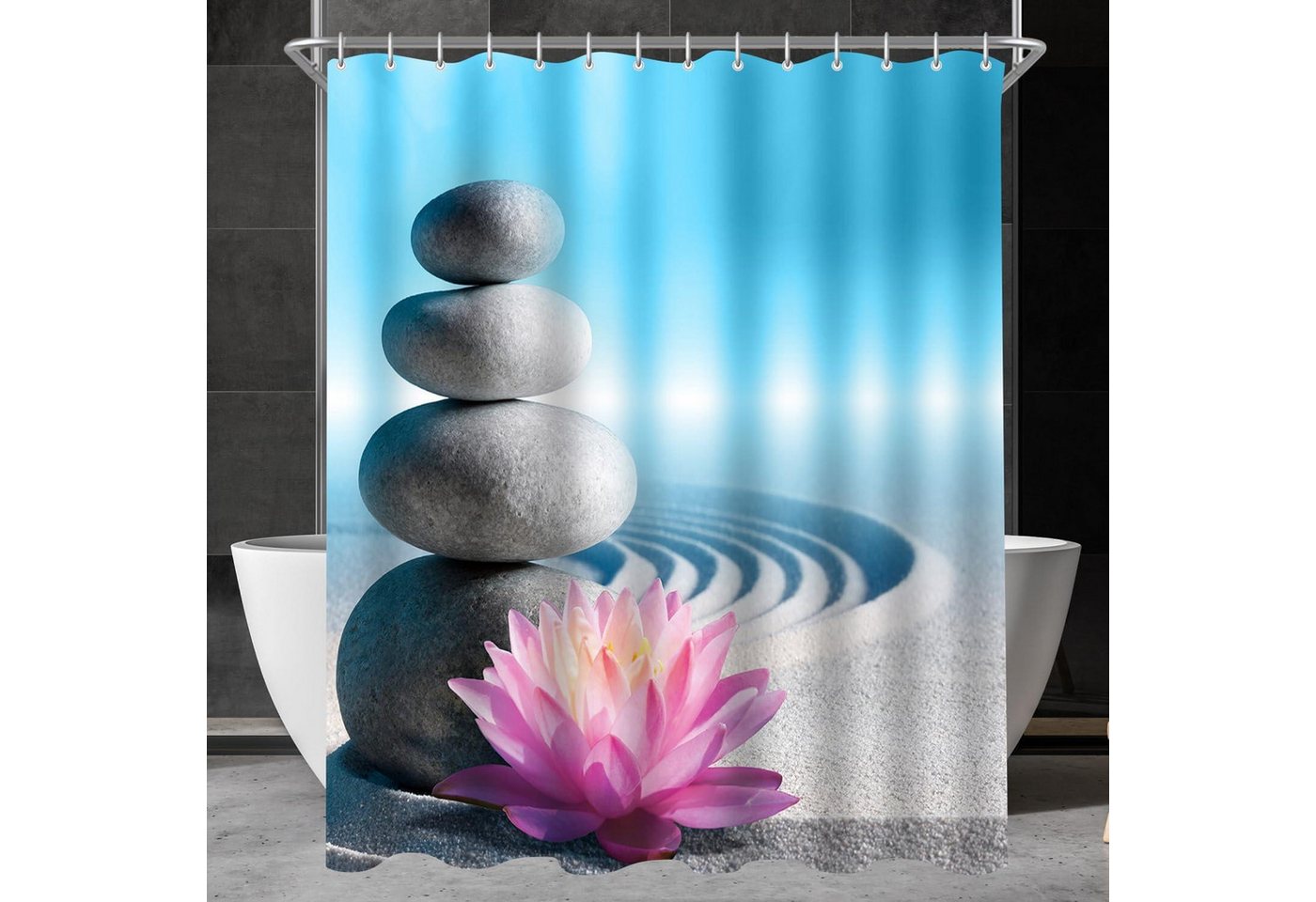 Lerores Duschvorhang Duschvorhang 180x180cm Kieswüste Wasserabweisend Waschbar Polyester von Lerores