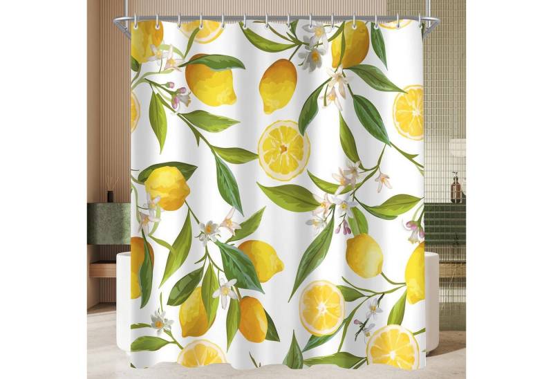 Lerores Duschvorhang Duschvorhang Zitrone Blatt 200x200cm Antischimmel Wasserabweisend von Lerores