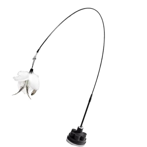 Lerpwige 360 Grad drehbarer Katzen-Teaser-Zauberstab mit sicherem Saugnapf-Boden und gefiedertem Design für Langeweile, Katzen, Stressreduzierung, Spielzeug von Lerpwige