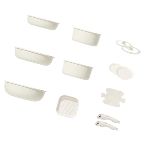 Lerpwige Aluminium-Bratpfannen-Set mit ergonomischem, abnehmbarem Griff für Steak-Gemüse und Familienessen, schnelle Wärmeverteilung, Aluminiumpfanne von Lerpwige