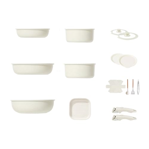 Lerpwige Aluminium-Bratpfannen-Set mit ergonomischem, abnehmbarem Griff für Steak-Gemüse und Familienessen, schnelle Wärmeverteilung, Aluminiumpfanne von Lerpwige
