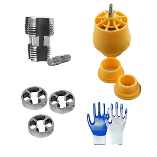 PVC-Rohreinfädler-Set enthält 3 Schneideisengrößen, vielseitiges PVC-Rohrgewindehersteller-Werkzeug-Set, einfache Bedienung für elektrische Bohrmaschinen, Reparatur-Set PVC-Rohreinfädler-Set enthält 3 Schneideisengrößen, vielseitiges PVC-Rohrgewindehersteller-Werkzeug-Set, einfache Bedienung für elektrische Bohrmaschinen, Reparatur-Set von Lerpwige