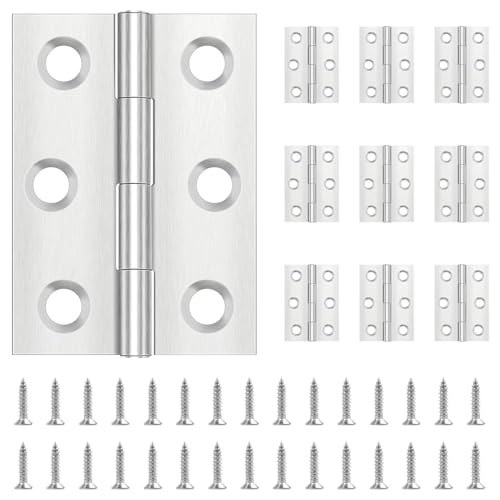 10 Stück Scharniere Klappbar 44mm × 31mm, Leryati Scharnier Edelstahl Klappbar Scharnierband Scharnier Klein Türscharnier für Türen Fenster, Klavierband Scharnier mit 60 Stück Schrauben von Leryati