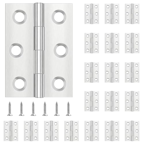 20 Stück Scharniere Klappbar 44mm × 31mm, Leryati Scharnier Edelstahl Klappbar Scharnierband Scharnier Klein Türscharnier für Türen Fenster, Klavierband Scharnier mit 120 Stück Schrauben von Leryati